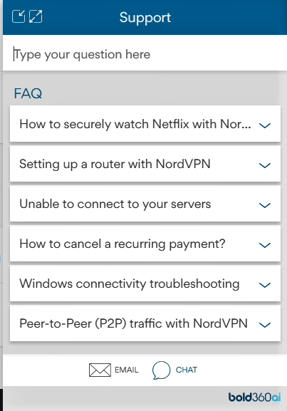 Contact NordVPN customer support-Live chat