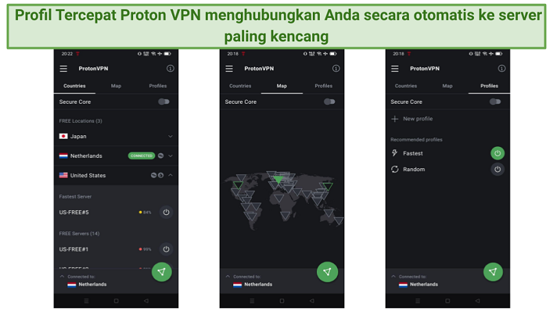 screenshot showing Proton VPN's user interface