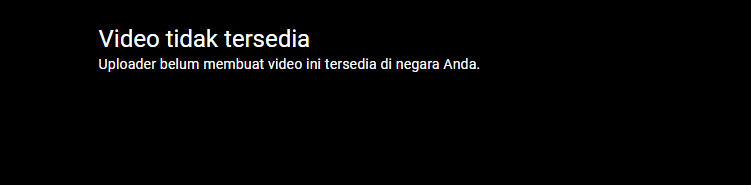 screenshot of YouTube error message