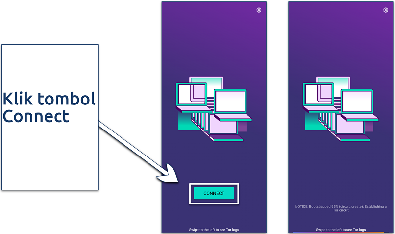 Screenshot halaman Connect Tor Browser