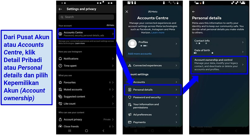 Steps to finding the option to delete or deactivate your Instagram account on Android