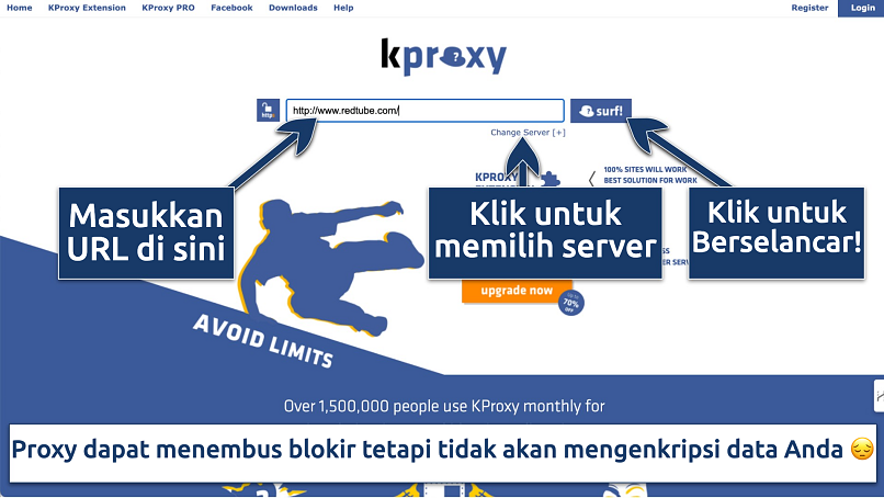 Screenshot showing the kproxy interface